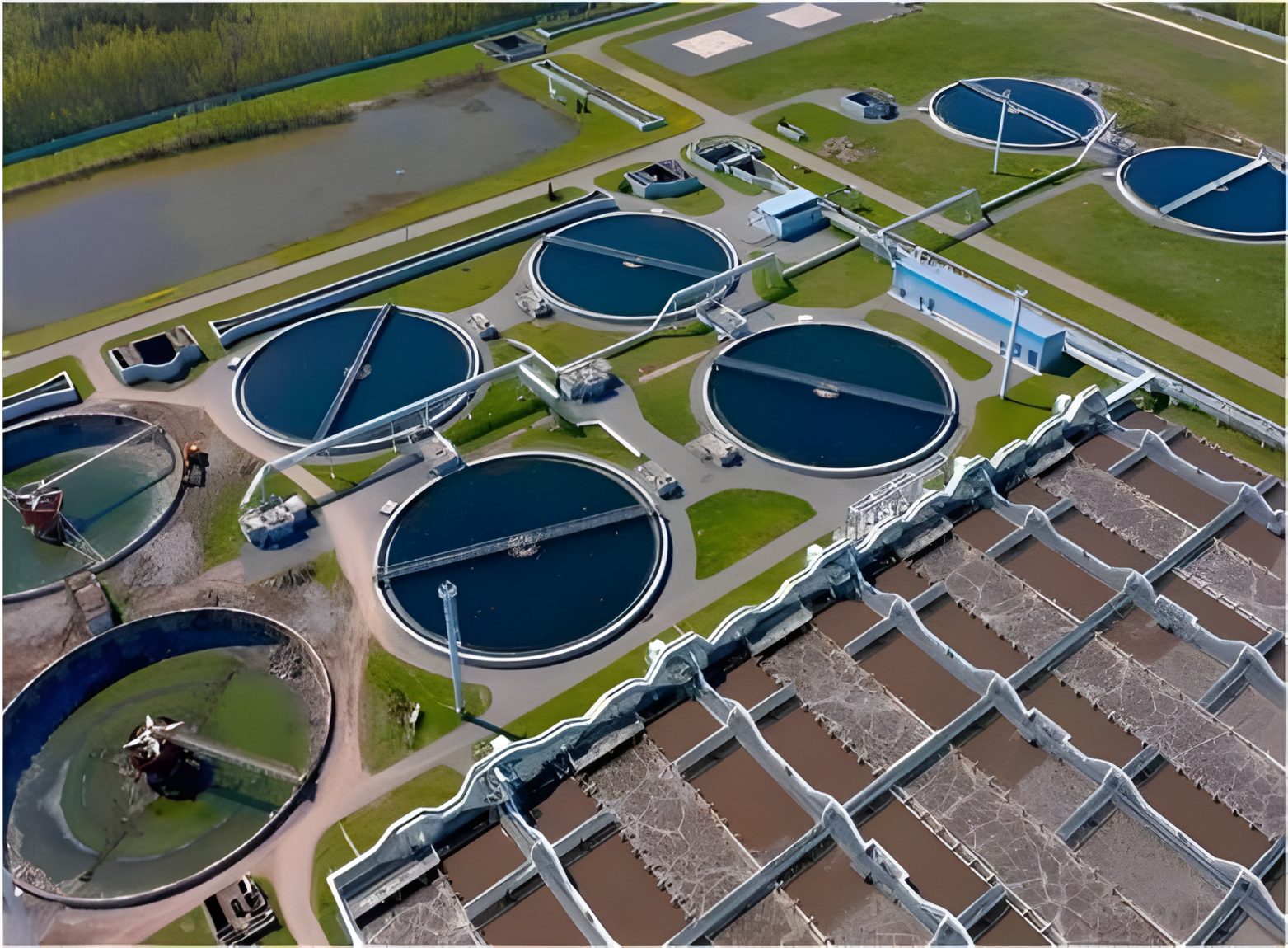 Aerial view of a water treatment facility